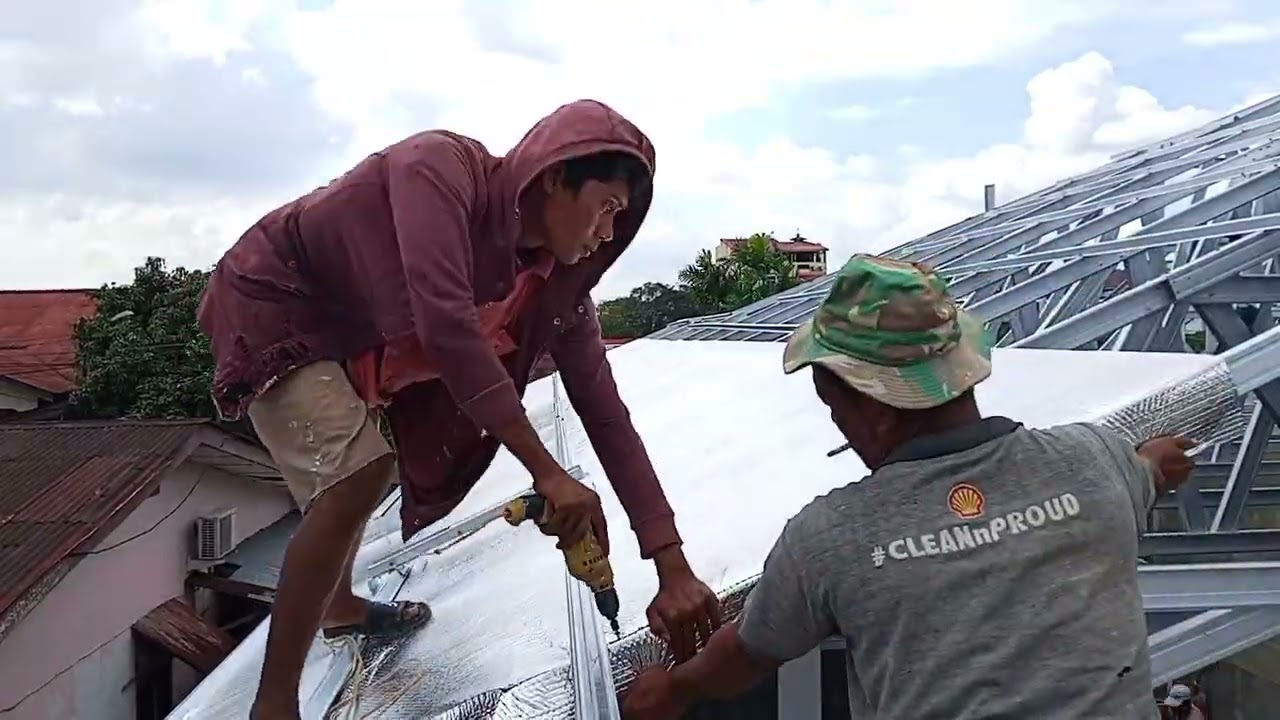 Pemasangan aluminium foil dan Reng 🔥