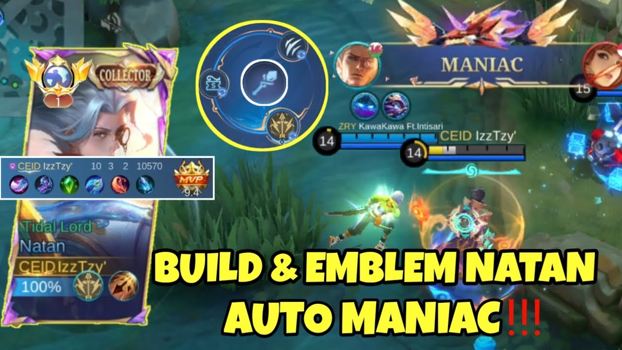 BEST BUILD AND EMBLEM NATAN AUTO MANIAC - NATAN GOLD LANE GAMEPLAY #mobilelegendsindonesia