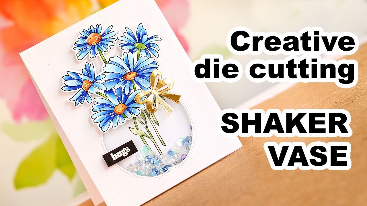 DIY Shaker vase card using SHAKER APPLE DIES by Studio Katia