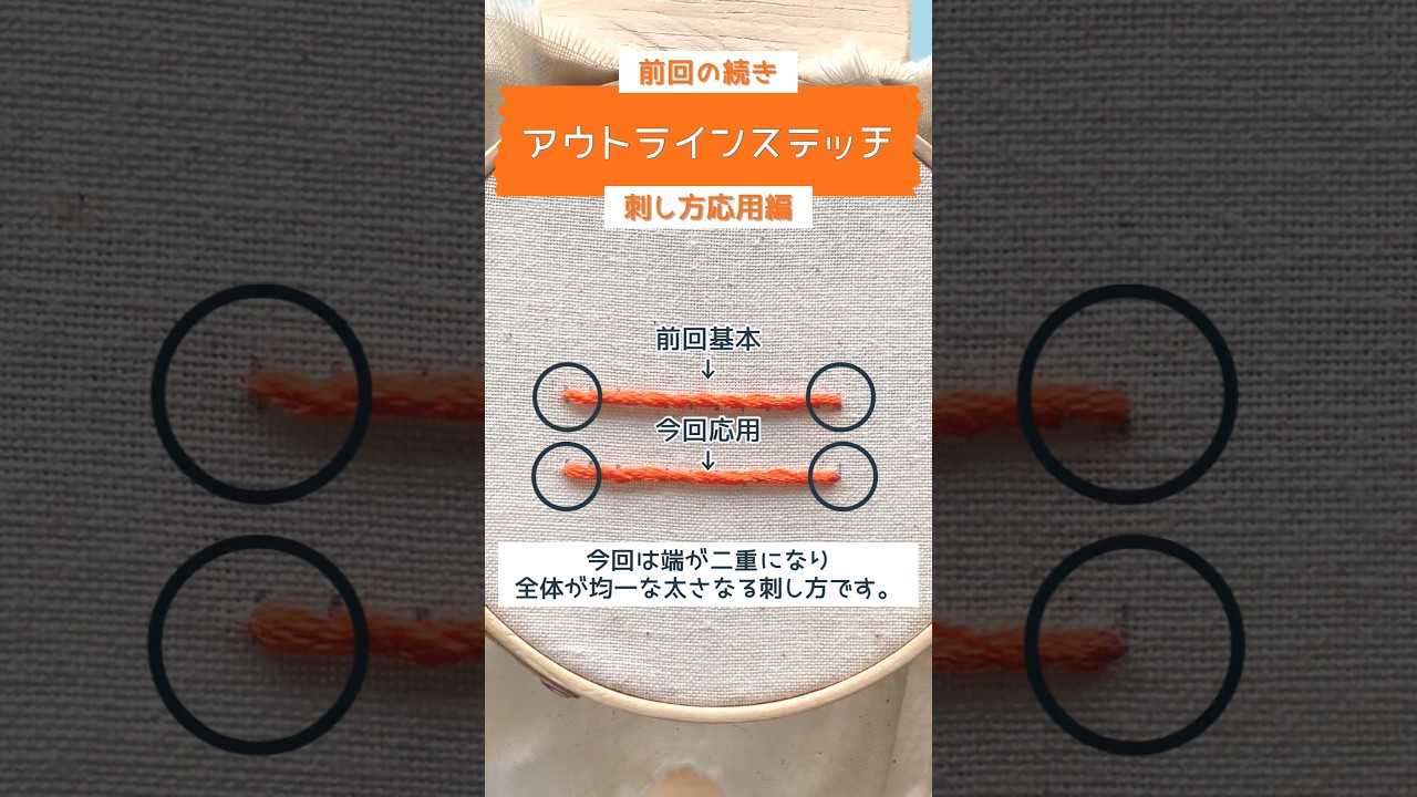 （続き）アウトラインステッチの刺し方#応用#shorts #embroidery #embroiderylesson #刺绣 #刺繍初心者