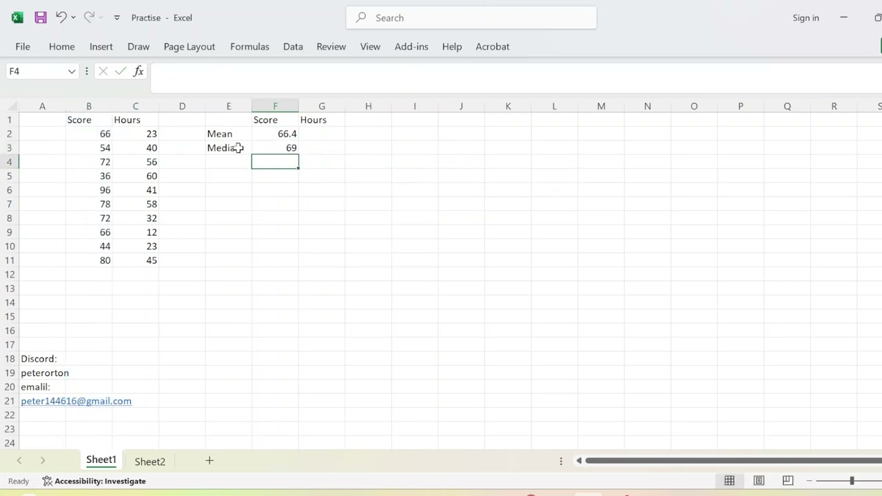 Mean, median, and mode in excel