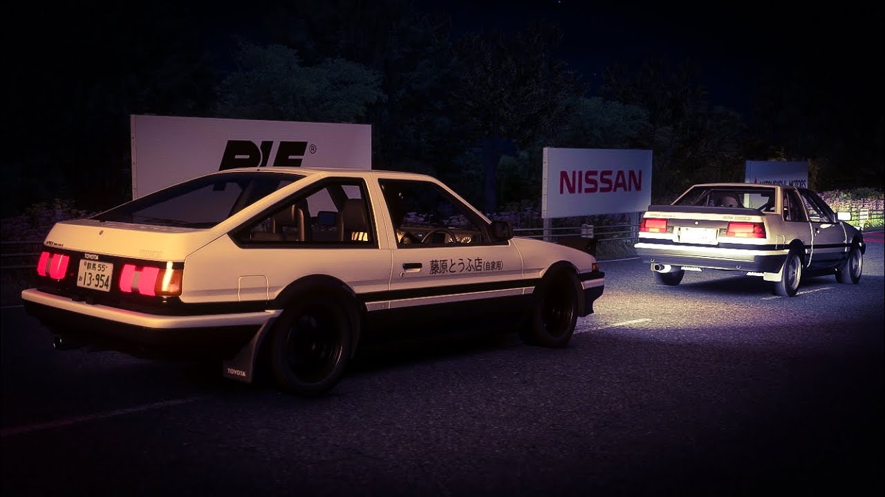 4AGE Battle! AE86 vs AE86 on Hakone downhill - Assetto Corsa Touge Battle with Eurobeat
