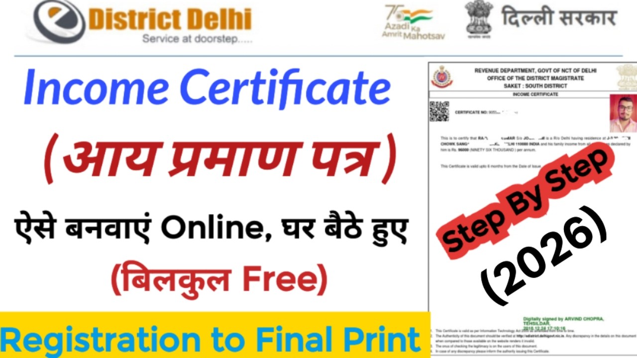 Income Certificate Apply Online 2026 | आय प्रमाण पत्र कैसे बनाये | Delhi Income Certificate 2026
