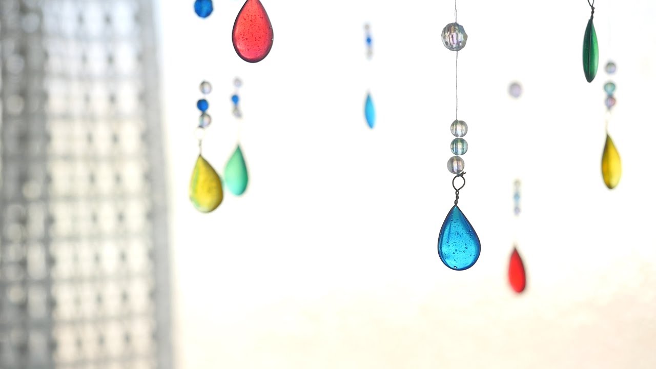 あ、降ってきた。雨の日モビールを作ってみました。　making mobile