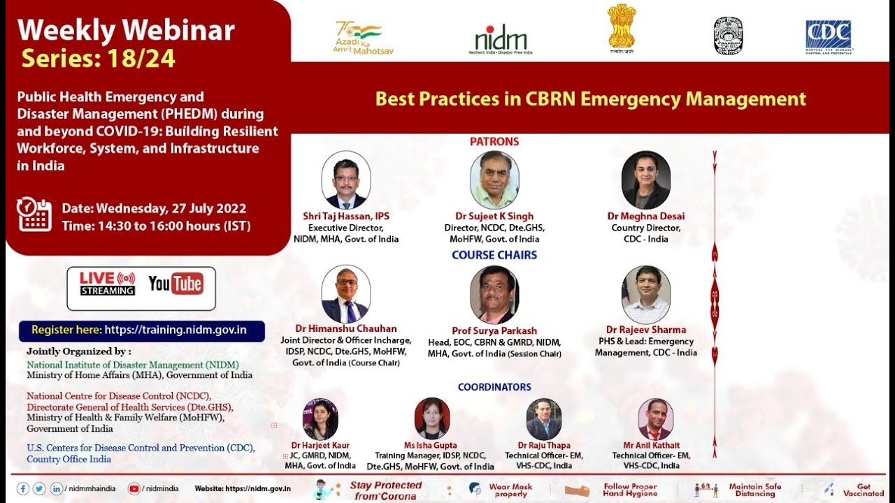 Best Practices in CBRN Emergency Management .| DISASTER ININDIA | MHA | COVID-19 | DM ACT 2005 | IND