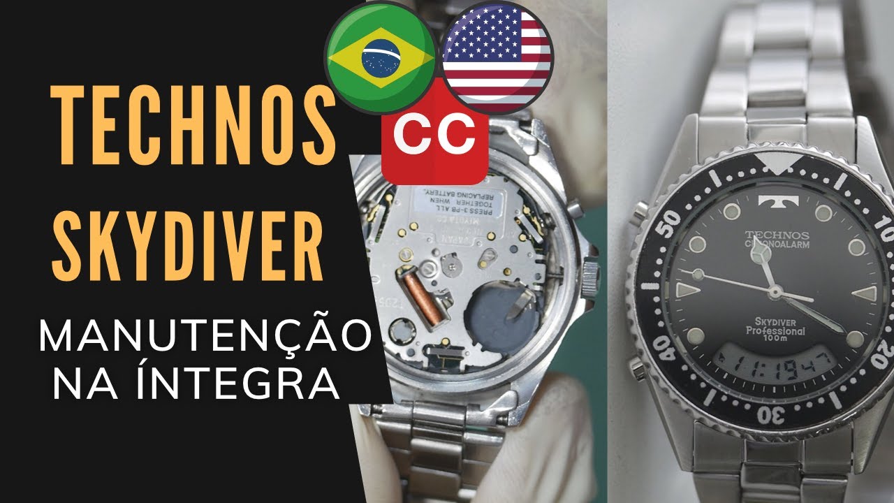 🟡 Manutenção Technos Skydiver, na Íntegra Calibre T205 linha T200/201- Ezequias Relojoeiro