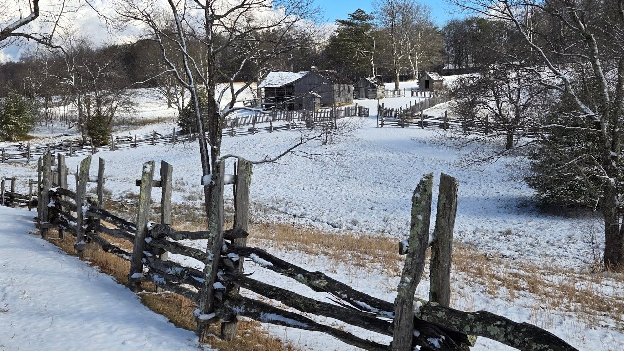 Historic Hensley Settlement Blanketed in Snow in the Cumberland Mountains