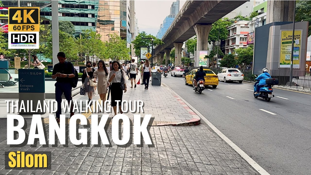 [BANGKOK] Evening Walk On Silom Road "Exploring Bangkok's Business District" | Thailand [4K HDR]