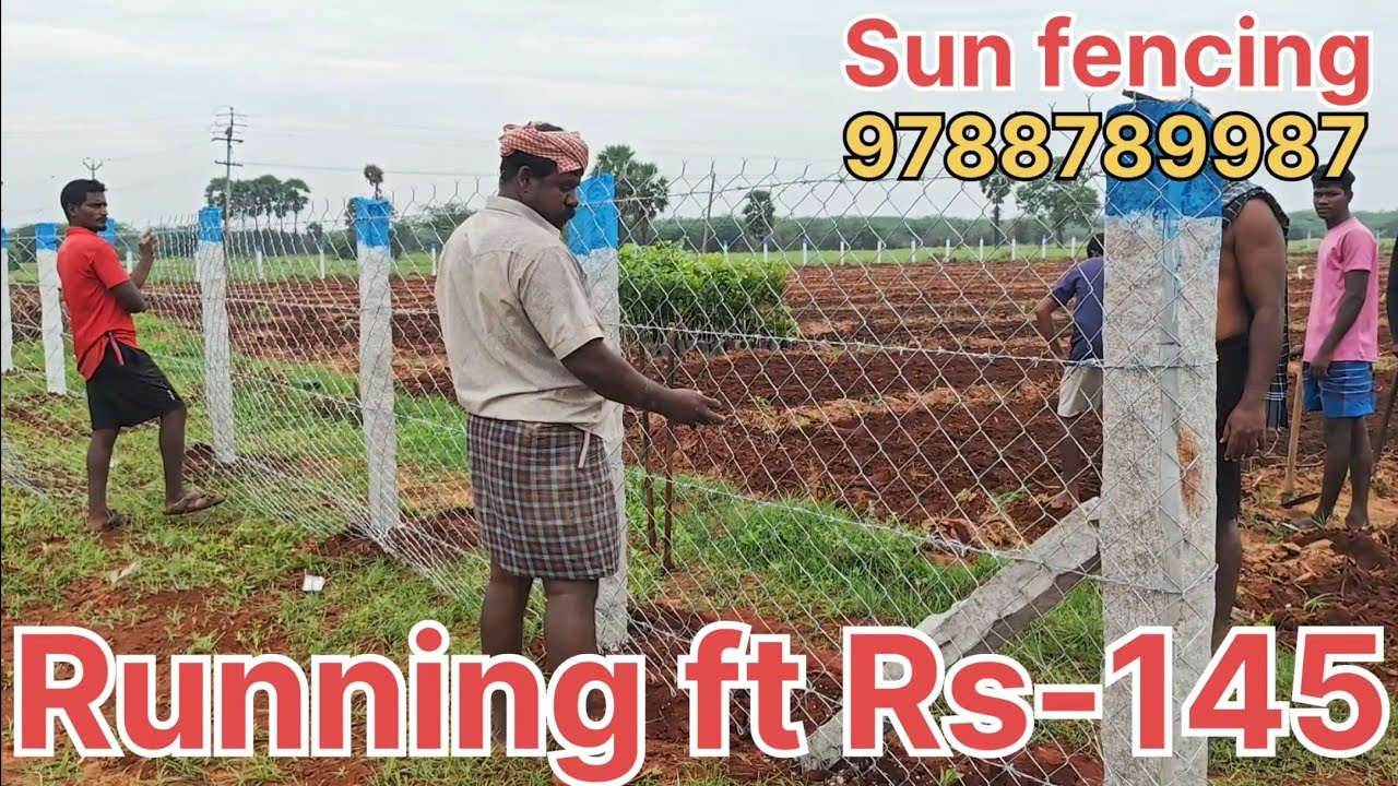 Sun fencing 7அடி கல்லுகால் 5அடி 3இன்ச் வலை 4லைன் முள்கம்பி அமைப்பு #fencing #chainlink