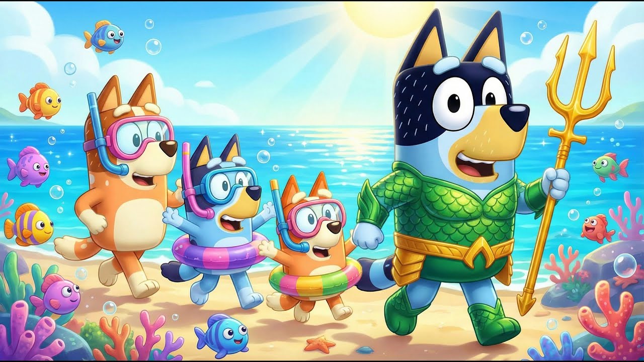 AQUAMAN BANDIT?! 🌊🔱 Bluey & Bingo’s Magical Beach Adventure!