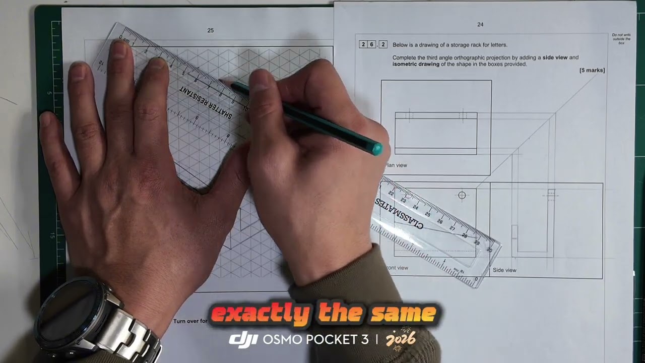AQA 2019 Past Exam Question: Question 26.2 3rd angle projection part 2 isometric projection 