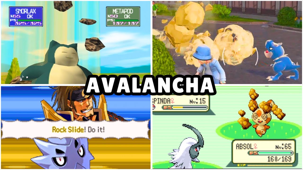 Анимация лавины во всех играх Pokémon (1995-2025)
