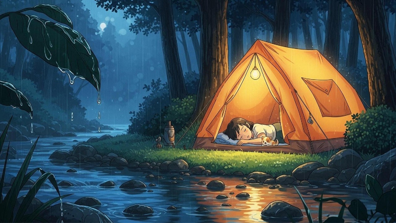 Deep Forest Rain by the River 🌧️ Cozy Tent Ambience for Instant Sleep & Anxiety Relief