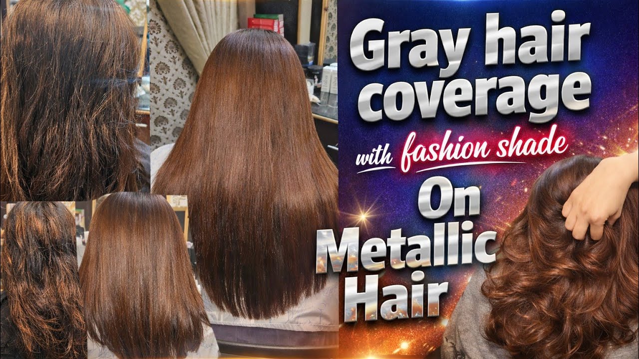 Fashion shade dye with gray coverage on metalic hair