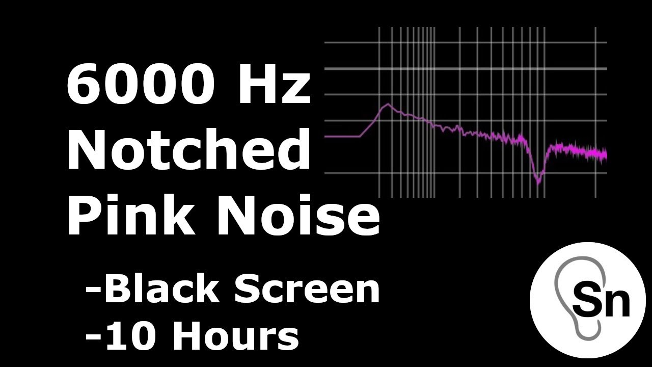 6000 Hz Notched Pink Noise - Black Screen - 10 Hours