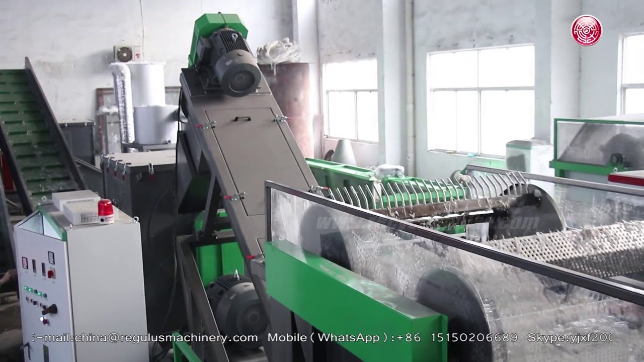 Plastic PP big bags shredding crushing washing drying machine