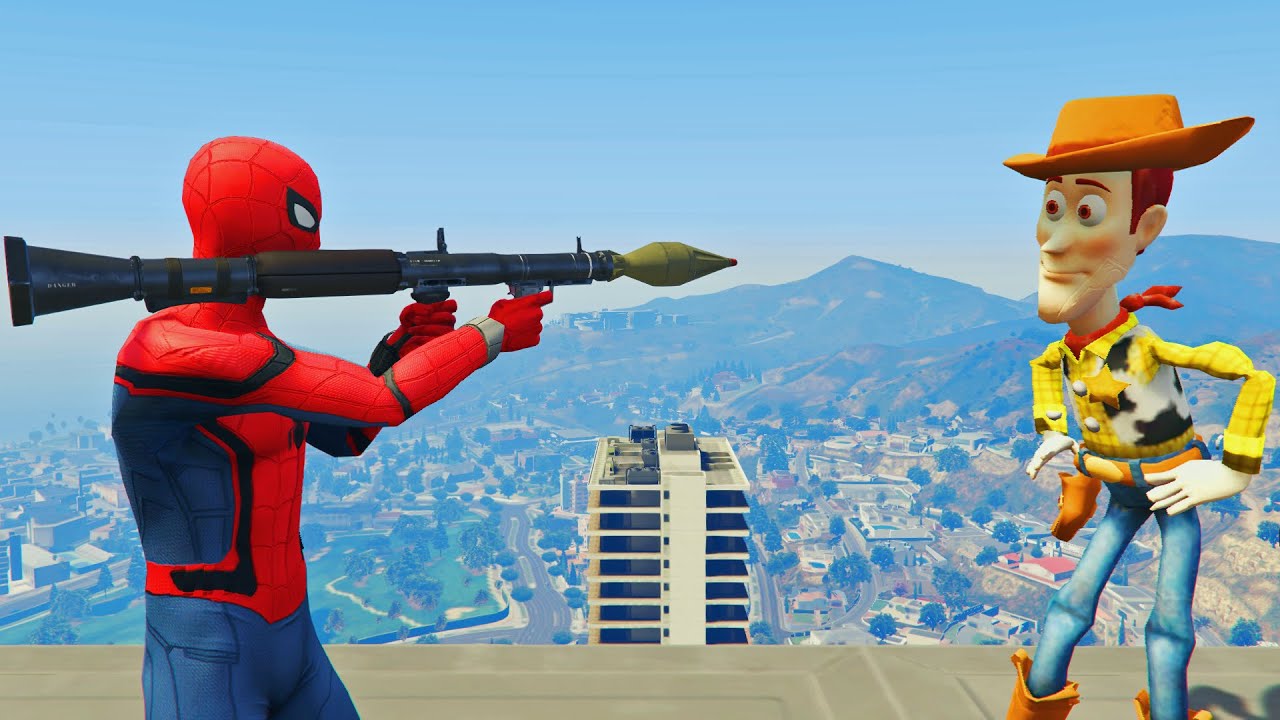 Unstable Ragdolls Spiderman in GTA 5 VS Woody (Euphoria physics) episode 2