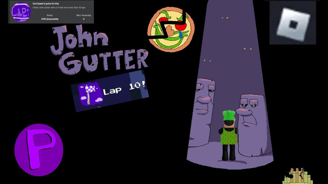 Roblox: (John's Pizza Tower Testing) John Gutter lap 10 (P rank) with Tips!