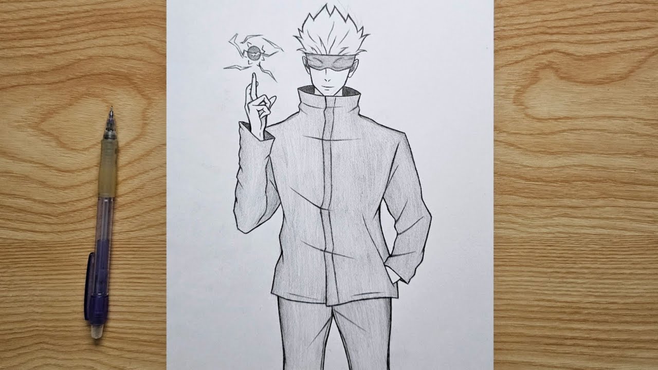 How to draw Gojo Satoru | Gojo full body step by step | Anime Jujutsu Kaisen easy drawing tutorial