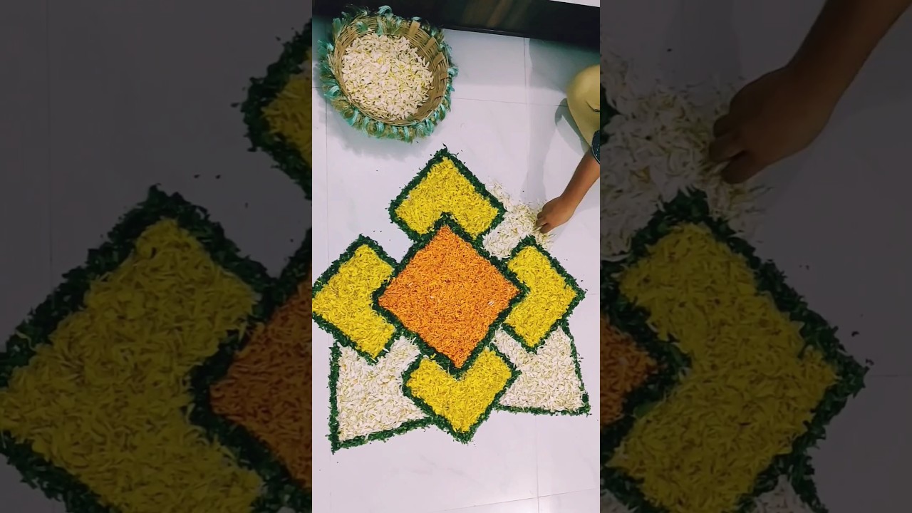 Flower rangoli designs/Diwali decoration ideas/real flower rangoli designs