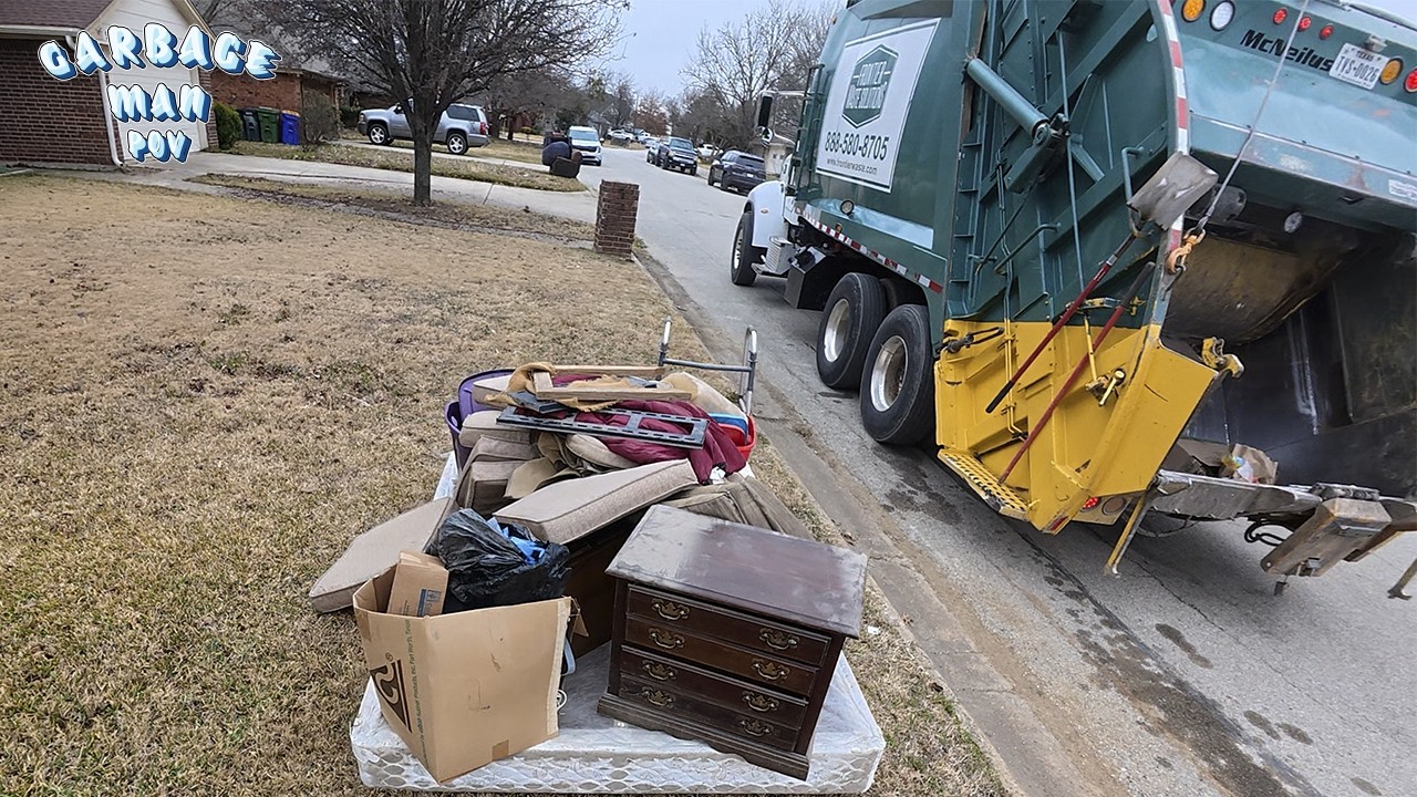 Cleaning Huge Yard Waste with Garbage Truck ASMR  | 4K UHD