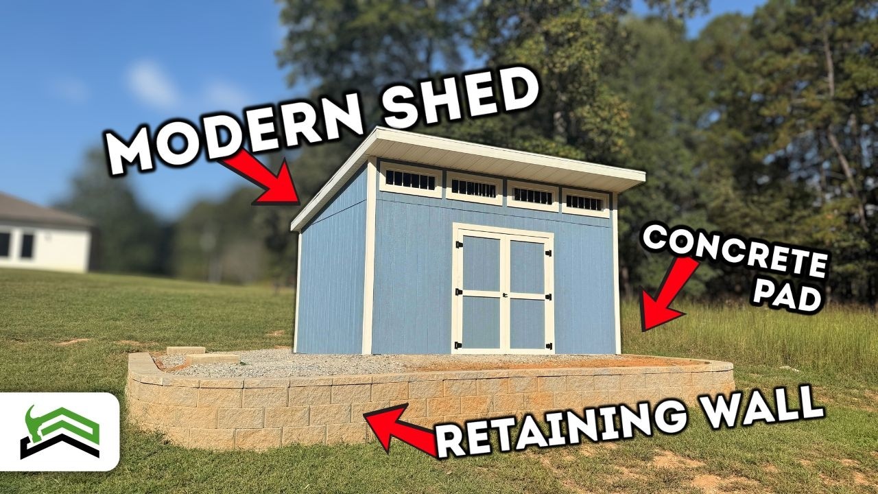 Mega DIY Shed Build | Retaining Wall + Concrete Pad + Full 12x16 Modern Shed