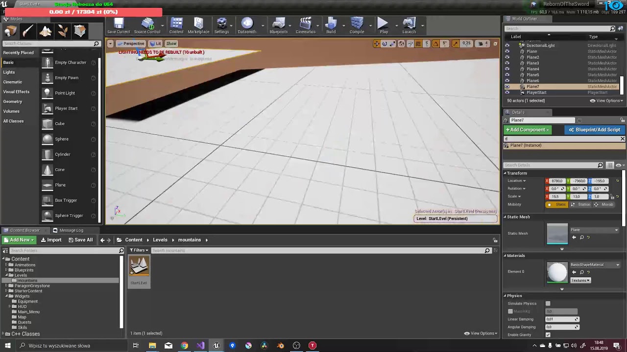 #3 Reborn of the Sword  Pierwszy stream - Poprawianie bug&oacute;w , Tworzenie prototypu mapy