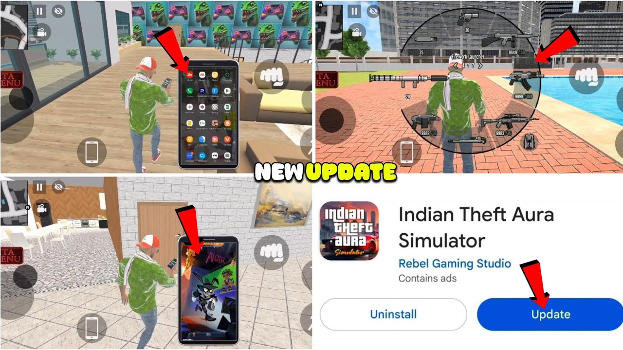 Finally New Update Aa Gya Indian Theft Aura Simulator | New Android Phone+GTA 5 Wepen Slot And Gun