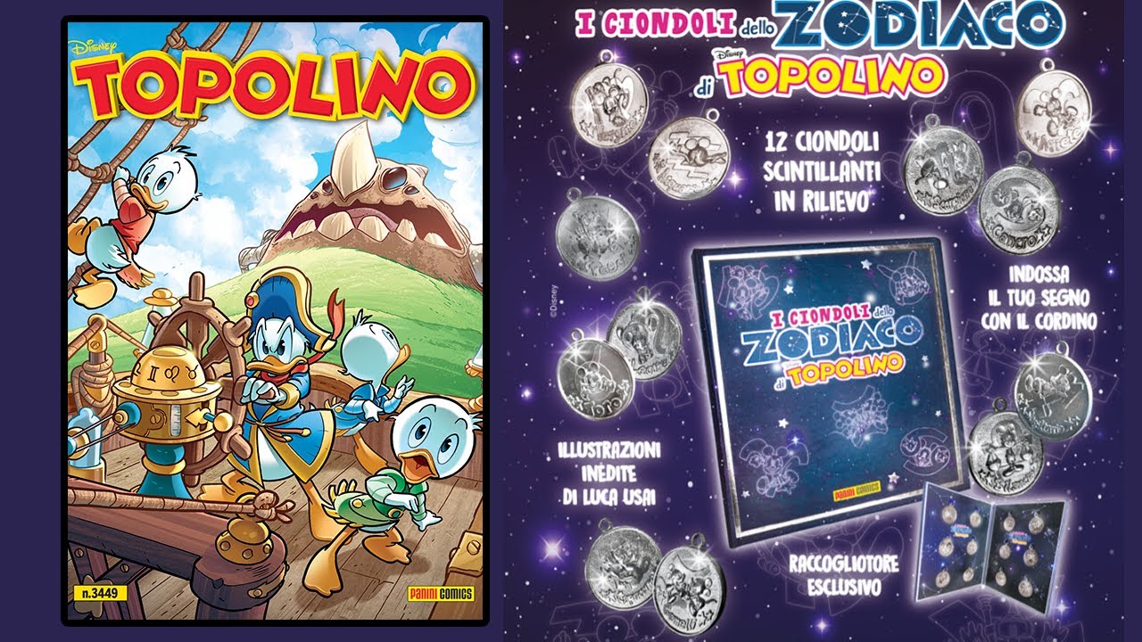 Topolino 3449 con 3 Ciondoli dello Zodiaco + Almanacco n.5