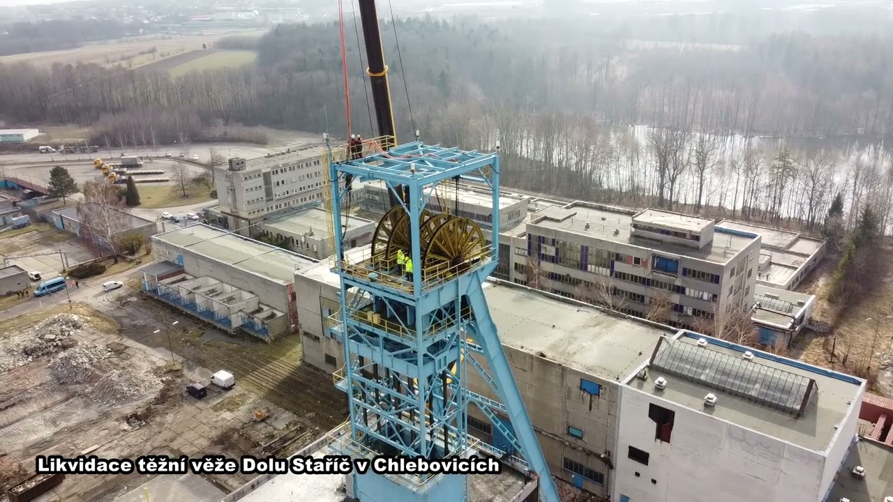 Likvidace těžní věže Dolu Staříč v Chlebovicích