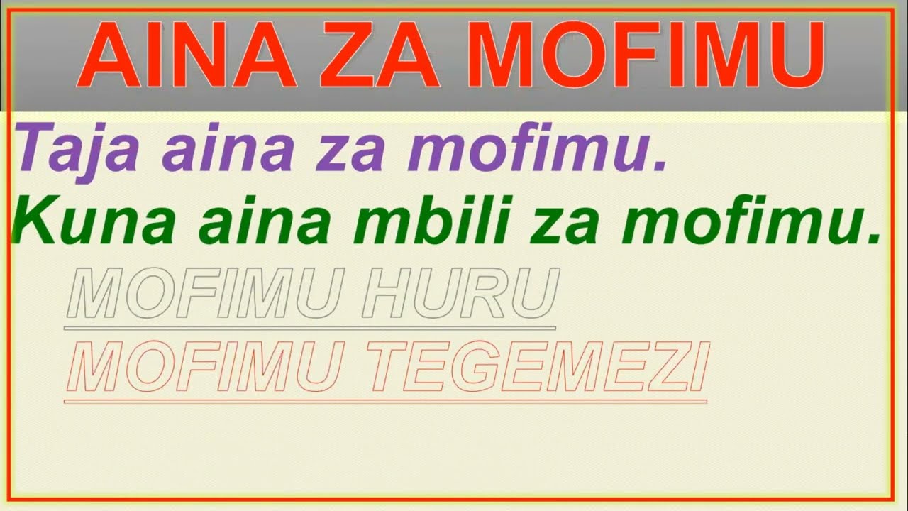 KISWAHILI  MOFIMU