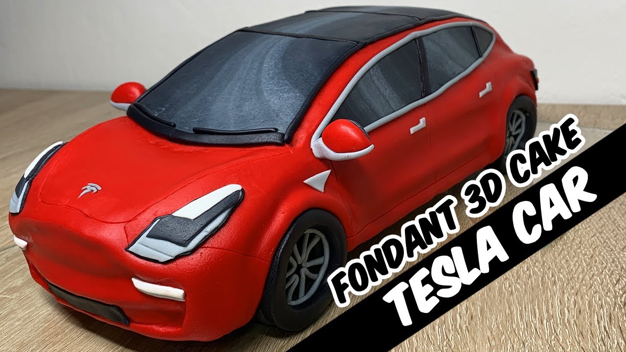 TESLA CAR - Model 3 | FONDANT 3D CAKE | Tutorial