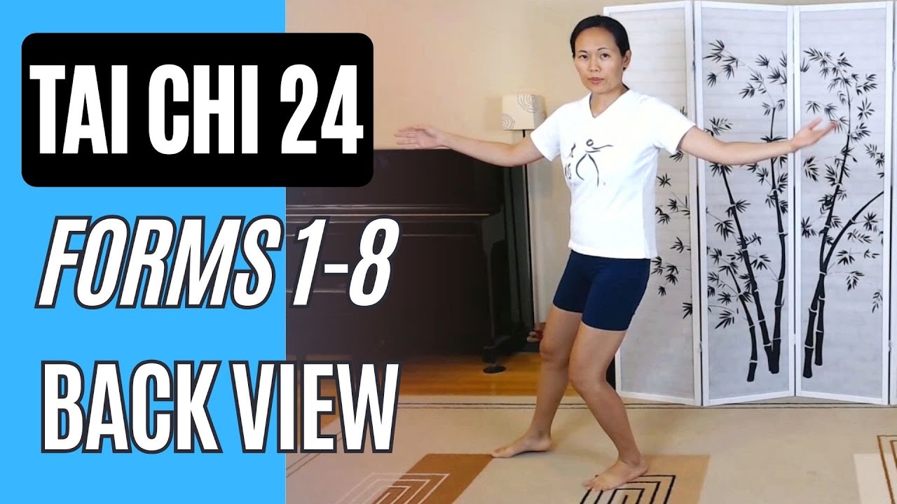 Tai Chi 24, Forms 1-8 Up to Grasp the Bird's Tail in Back View
