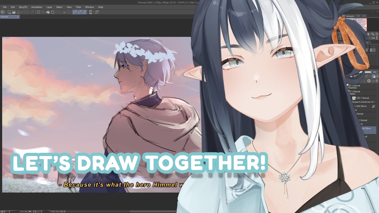 Working on a Himmel Illustration! Let's draw together ᨐฅ
