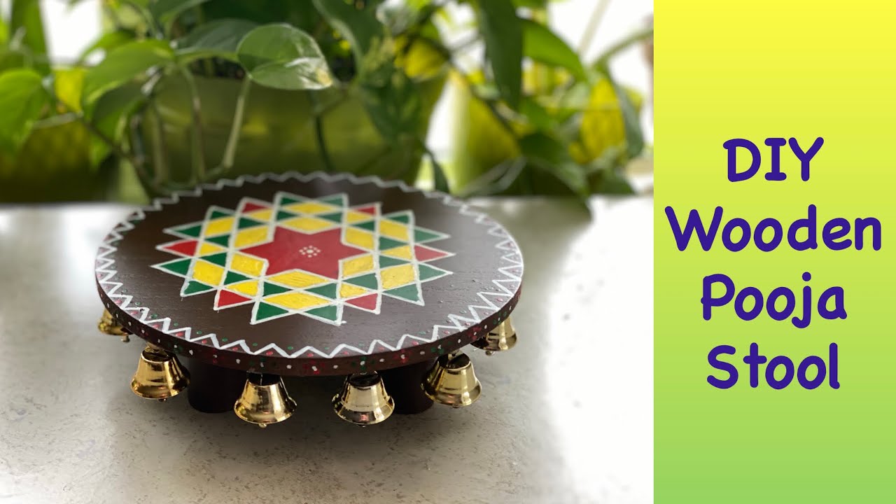 DIY Wooden Pooja Stool | Pooja Chowki | Pooja Peeta in USA | Aishwarya Kolam  @lakshmis1stop42