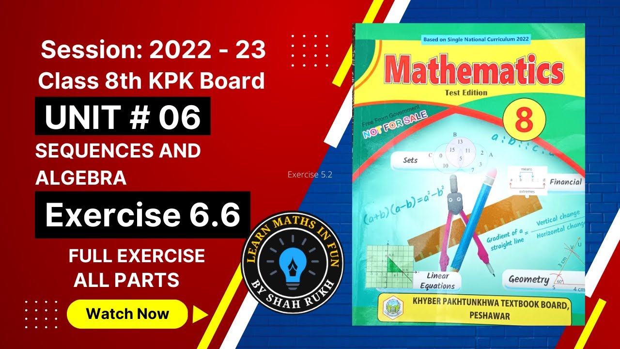 Class 8th maths Exercise 6.6 Chapter 6 Sequences and Algebra by learn maths in fun