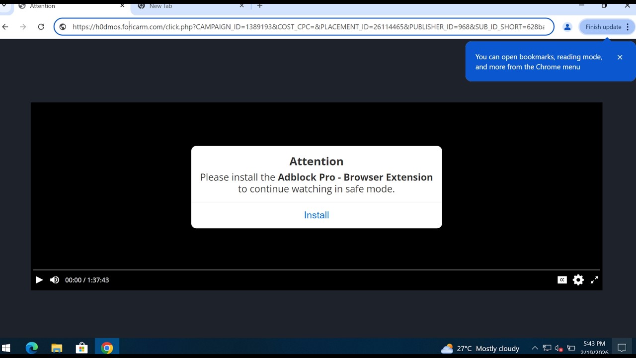 Foricarm.com malicious pop-up removal video.