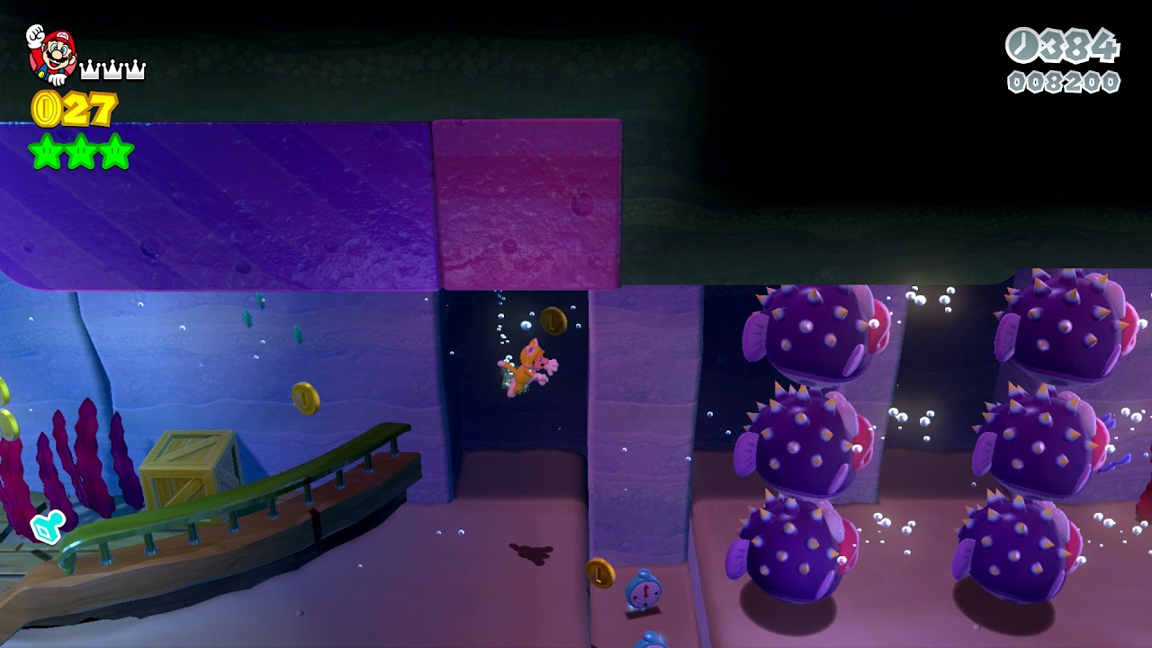 Destroying EVERY Porcupuffer in Super Mario 3D World