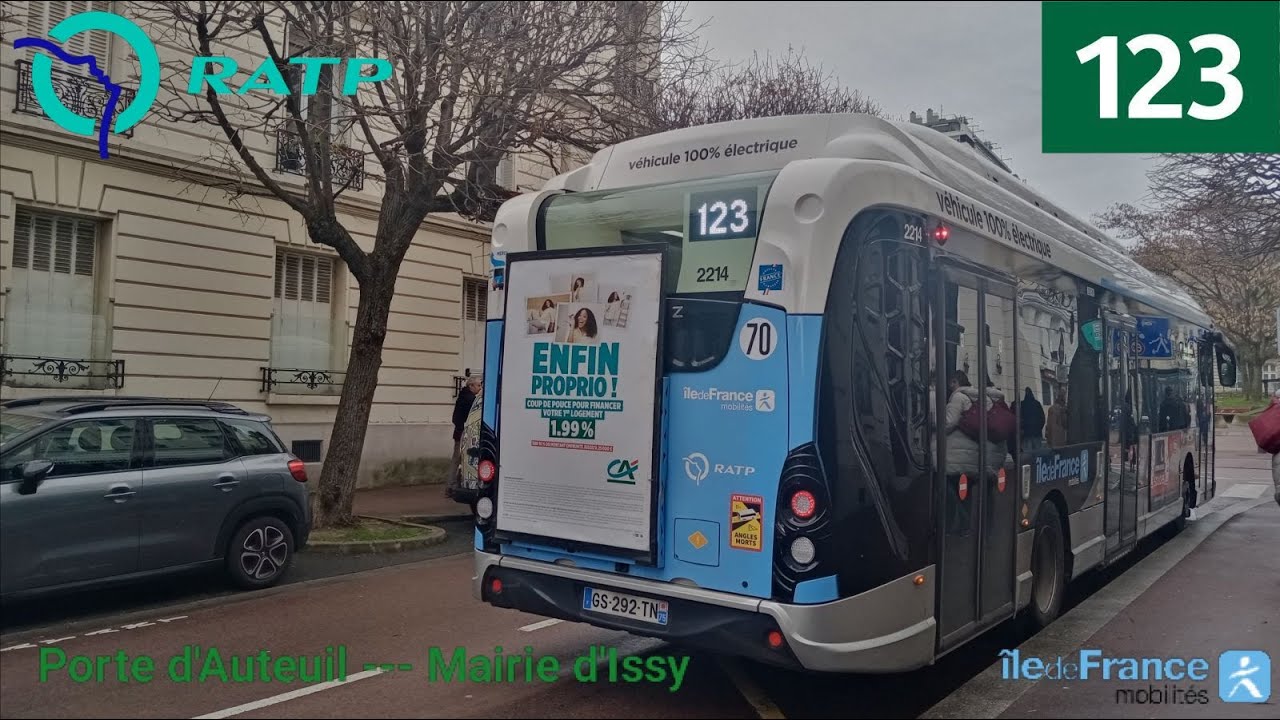 Bus 123 RATP - GX337 SE (3p) N°2214 Porte d'Auteuil --- Mairie d'Issy