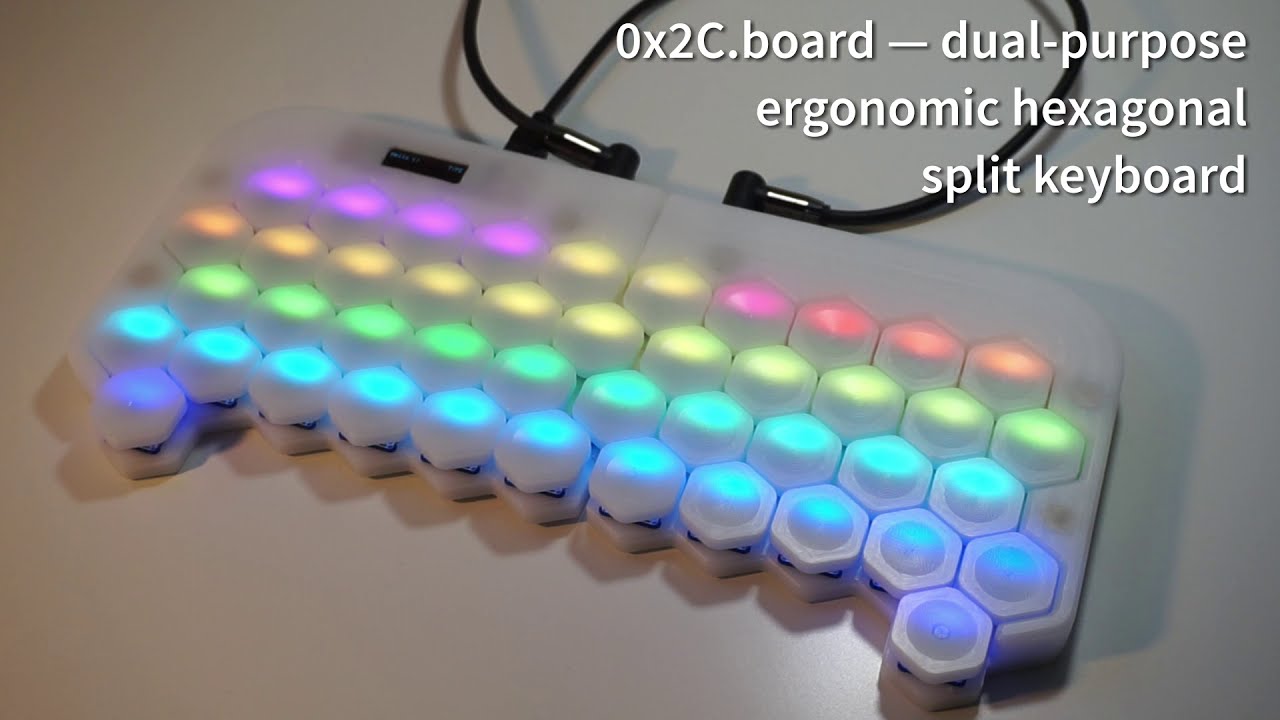 0x2C.board overview — dual-purpose hexagonal (split) Keyboard
