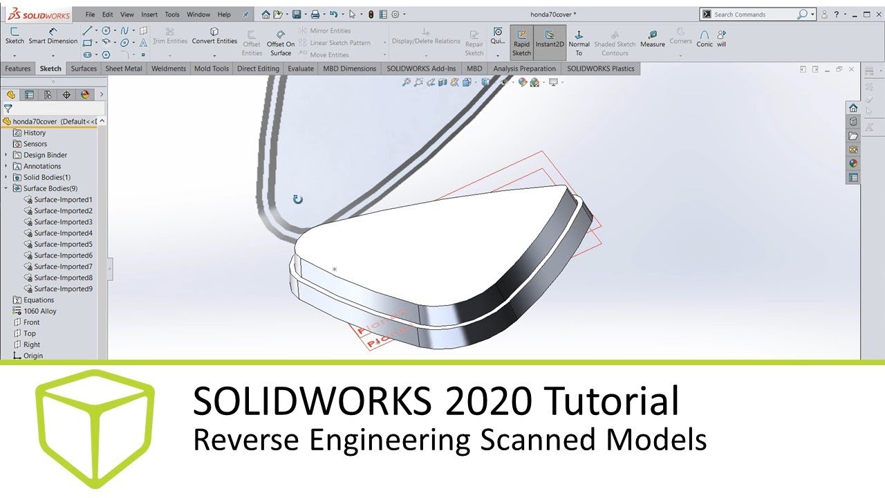 Учебное пособие по SOLIDWORKS 2020 — обратная разработка сканированных моделей