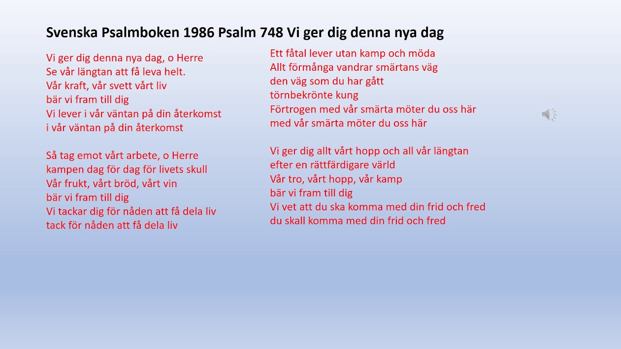 Psalm 748 Vi ger dig denna nya dag