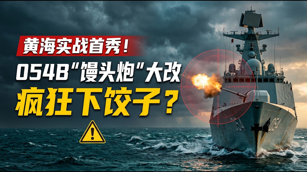 054B黄海实战演练首秀，馒头炮越看... #054B #护卫舰 #主炮 #舰炮 #造船