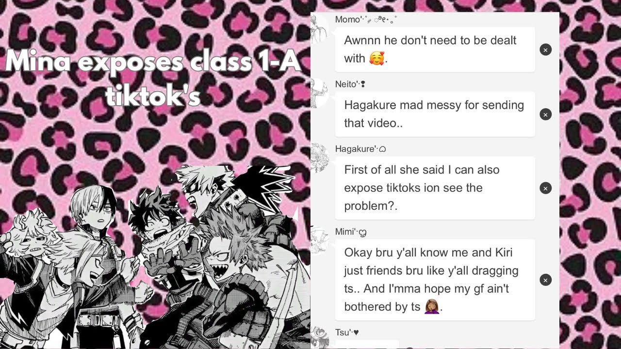 Mina exposes class 1-A tiktoks + Shinsou & neito. | Read desc!| ↖︎ #fypシ #kiribaku #mhatextingstory 