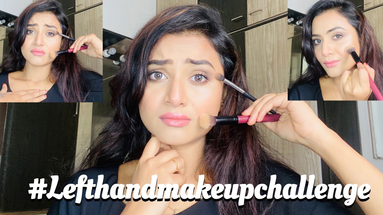 Doing my makeup in left hand #oppositehandmakeupchallenge #lefthandmakeupchallenge #JananiAshokkumar