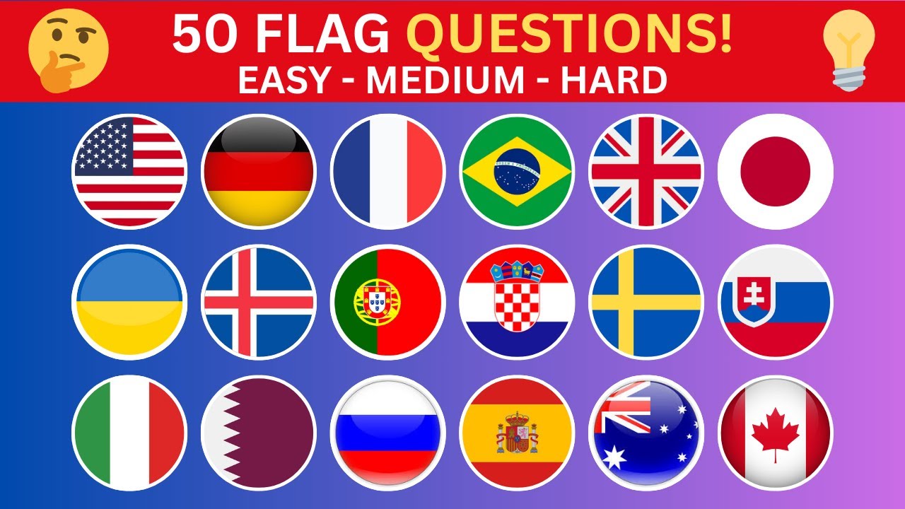 Can You Guess These 50 Flags? | Easy, Medium, Hard | Quiz Challenge