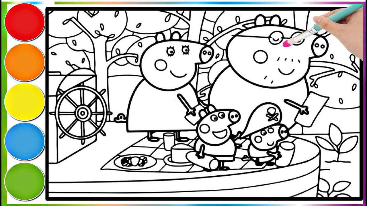 Peppa Pig and Friends on Stage || Learn how to draw and color a Peppa Pig page for kids