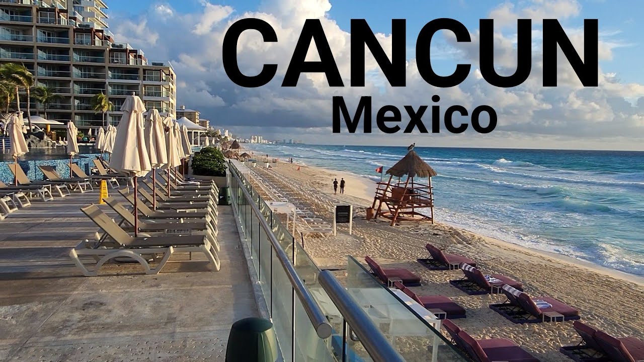 Mexico, Cancun Hotel Zone Morning Beach Walk | 4K Video | Mexico 🇲🇽