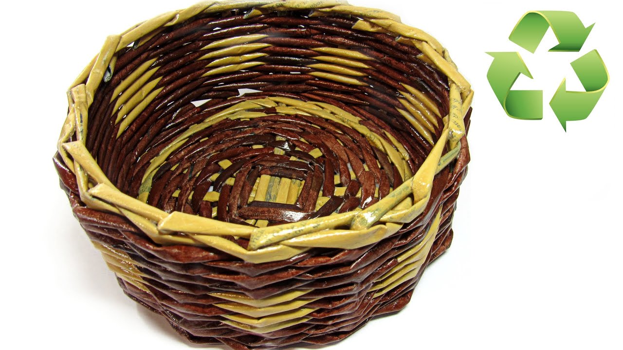 Como hacer cestas de papel periódico. Newspaper basket.