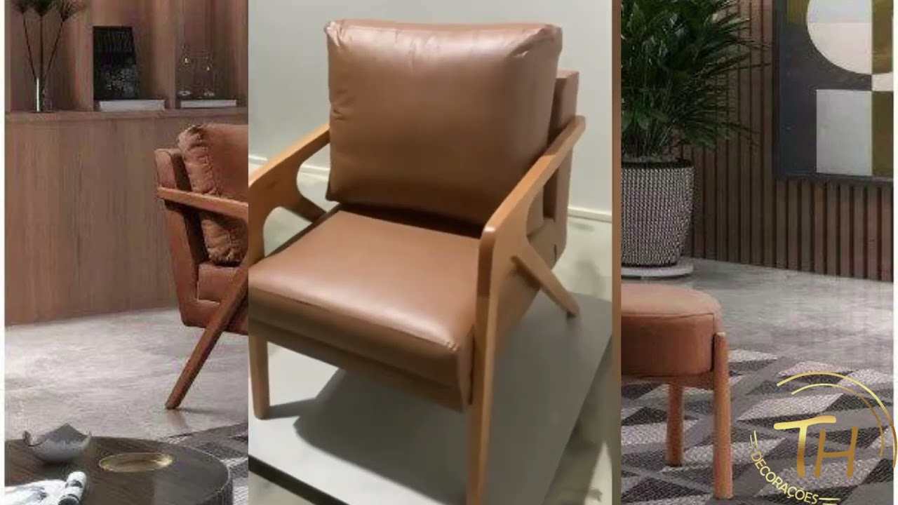 Poltrona Mona Luxo Tecido Corino - TH Decorações